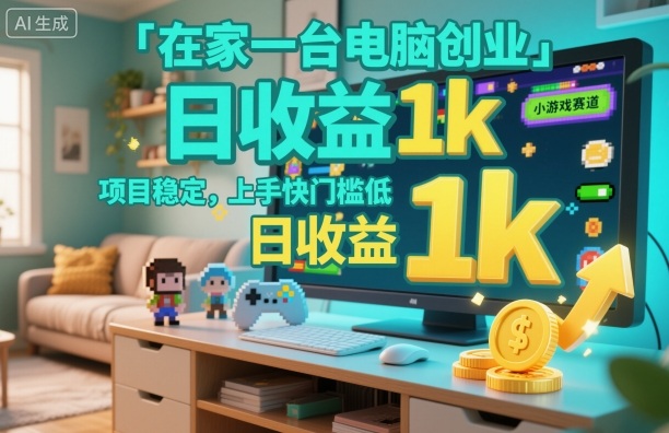 在家一台电脑创业,小游戏赛道,项目稳定,上手快门槛低,日收益1k+【揭秘】-风淘社