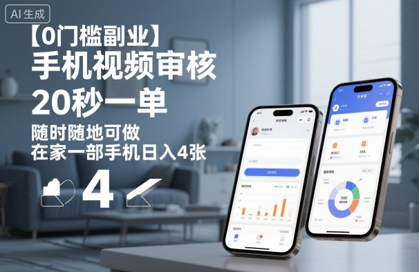 【0门槛副业】手机视频审核，20秒一单，随时随地可做，在家一部手机日入4张【揭秘】-风淘社