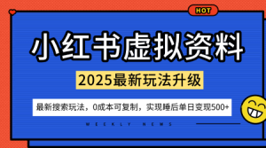 小红书虚拟资料项目:最新搜索流变现玩法,0成本简单可复制,一人多店打法,新手也可轻松日入5张+-风淘社