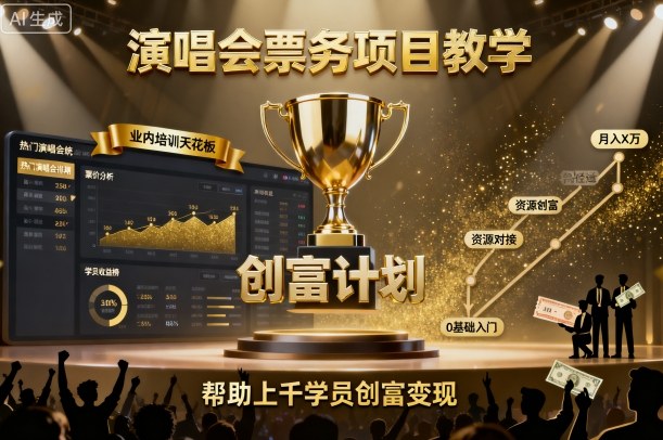 演唱会票务项目教学,业内培训天花板,帮助上千学员创富变现-风淘社