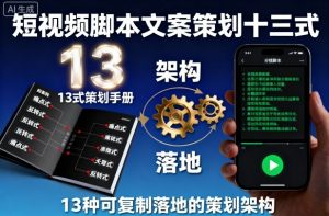 短视频脚本文案策划十三式,13种可复制落地的策划架构-风淘社