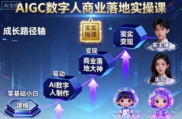 AIGC数字人商业落地实操课,从零基础小白到AI数字人大神-风淘社