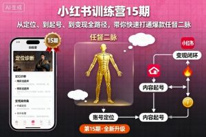 小红书训练营15期,从定位、到起号、到变现全路径,带你快速打通爆款任督二脉-风淘社