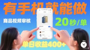 20秒做一单！商品视频审核项目，有手机就可以做，随时随地不限地方不限时间，单日收益4张【揭秘】-风淘社