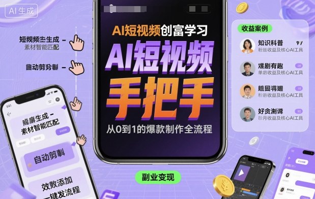 AI短视频创富学习,手把手教会你制作AI短视频-风淘社