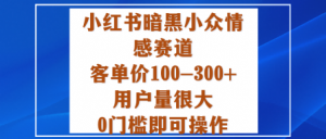 小红书暗黑小众情感赛道,客单价100-300+用户量很大,0门槛即可操作-风淘社