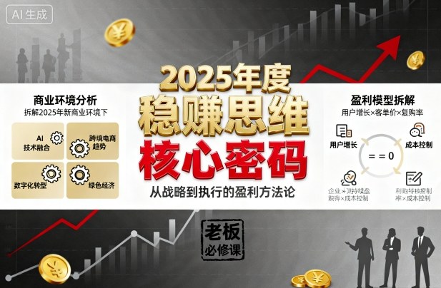 2025年度稳賺思维老板创业营,拆解2025年新商业环境下,企业实现持续盈利的核心密码-风淘社