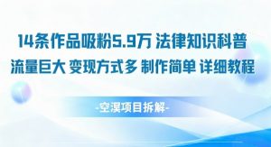 14条作品吸粉5.9W，法律知识科普，流量巨大，变现方式多，制作简单，详细教程-风淘社