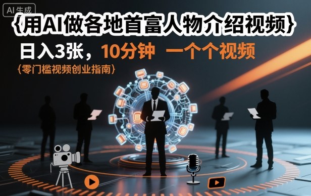 用AI做各地首富人物介绍视频,日入3张,10分钟一个视频-风淘社