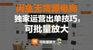 闲鱼无货源电商,独家运营出单技巧,可批量放大-风淘社