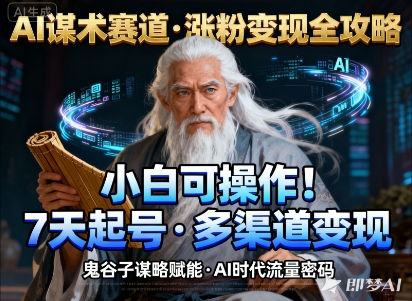 AI谋术赛道，涨粉快速，变现方式多样，小白可操作-风淘社