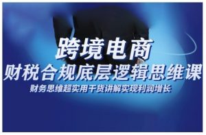 跨境电商财稅合规底层逻辑思维课,财务思维超实用于货讲解实现利润增长-风淘社