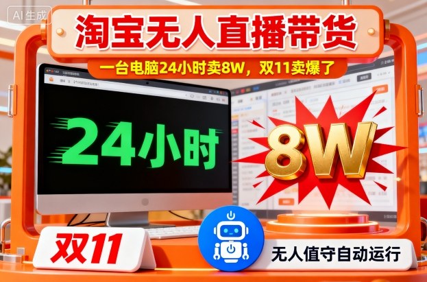淘宝无人直播带货，一台电脑214小时卖8W，双11卖爆了【揭秘】-风淘社