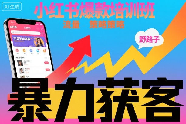 小红书爆款培训班,小红书获客野路子流量打法,暴力持续获客-风淘社