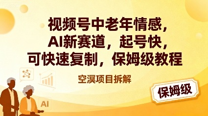 视频号中老年情感,AI新赛道，起号快，可快速复制，保姆级教程-风淘社