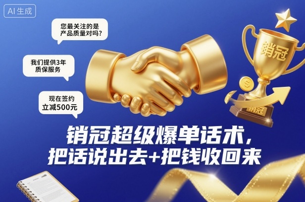 销冠超级爆单话术，把话说出去+把钱收回来-风淘社