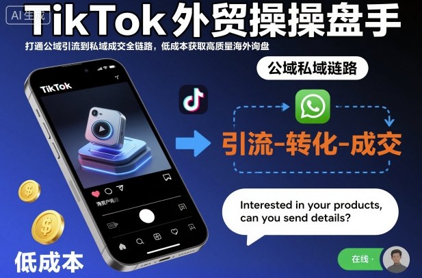 TikTok外贸操盘手,打通公域引流到私域成交全链路,低成本获取高质量海外询盘-风淘社
