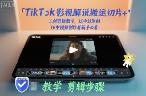 TikTok影视解说搬运切片+二创剪辑教学,过中过原创,TK中视频创作者新手必看-风淘社