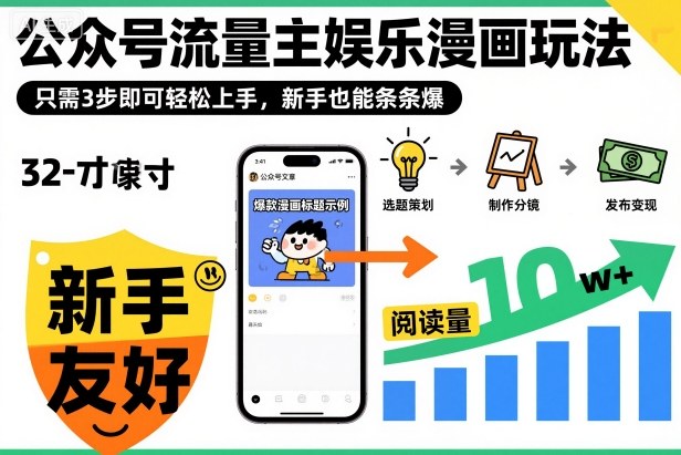 公众号流量主娱乐漫画玩法,只需3步即可轻松上手,新手也能条条爆-风淘社
