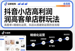 抖音小店高利润高客单店群玩法,高客单+精细化运营,抖店从搭建到运营的全流程-风淘社