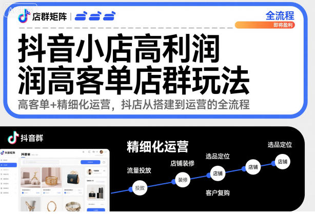 抖音小店高利润高客单店群玩法,高客单+精细化运营,抖店从搭建到运营的全流程-风淘社