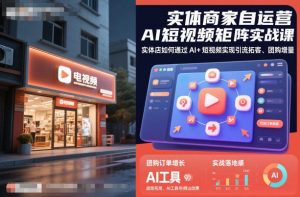 实体商家自运营AI短视频矩阵实战课,实体店如何通过AI+短视频实现引流拓客、团购增量-风淘社