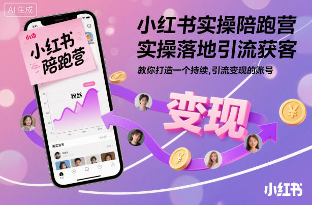 小红书实操陪跑营，实操落地引流获客，教你打造一个持续引流变现的账号-风淘社