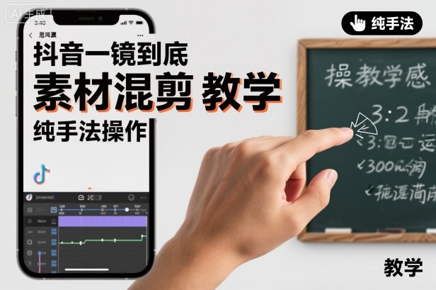 抖音一镜到底素材混剪教学，纯手法操作-风淘社