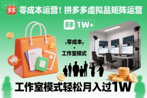 零成本运营!拼多多虚拟品矩阵运营,工作室模式轻松月入过1W-风淘社