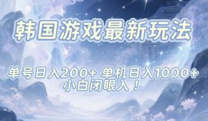 韩国游戏最新玩法，单号收益200+，单机收益1k+，小白闭眼入【揭秘】-风淘社
