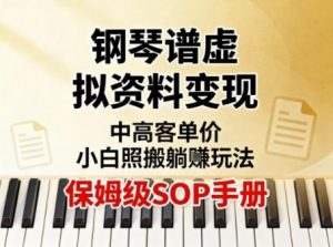 小红书钢琴谱虚拟资料变现,中高客单价,小白照搬的“躺賺”玩法【保姆级SOP手册】-风淘社