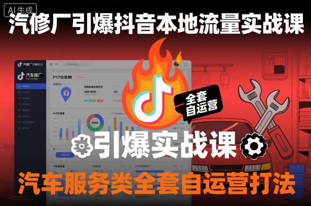 汽修厂引爆抖音本地流量实战课,汽车服务类全套自运营打法-风淘社