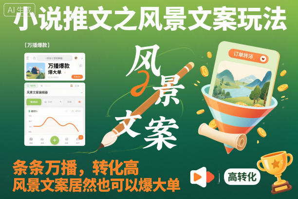 小说推文之风景文案玩法,条条万播,转化高,风景文案居然也可以爆大单!-风淘社