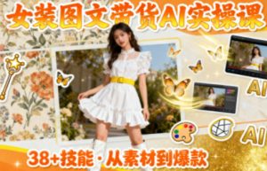 女装图文带货的AI实操课,覆盖38个实用技能,快速提升素材制作效率-风淘社