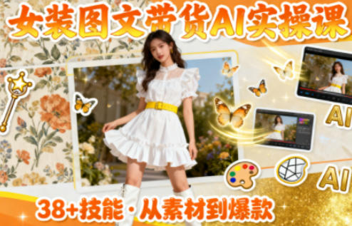 女装图文带货的AI实操课,覆盖38个实用技能,快速提升素材制作效率-风淘社