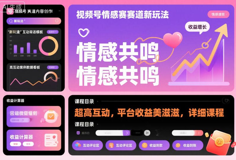 视频号情感赛道新玩法，超高互动，平台收益美滋滋，详细课程-风淘社