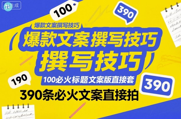 爆款文案撰写技巧,100个必火标题文案模版直接套,390条必火文案直接拍-风淘社
