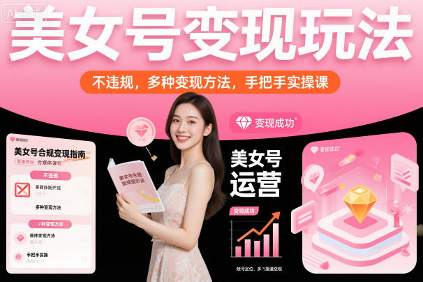 美女号变现玩法,不违规,多种变现方法,手把手实操课-风淘社