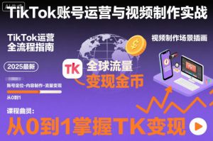 2025最新TikTok账号运营与视频制作实战全流程,从0到1掌握TK变现(含11月最新TK搬运技术)-风淘社