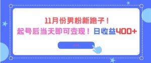 11月份男粉新路子,起号后当天即可变现,日收益4张-风淘社