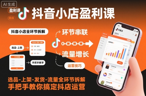 抖音小店盈利课-选品-上架-发货-流量全环节拆解,手把手教你搞定抖店运营-风淘社