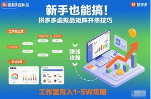 新手也能搞!拼多多虚拟品矩阵开单技巧,工作室月入1-5W攻略【揭秘】-风淘社