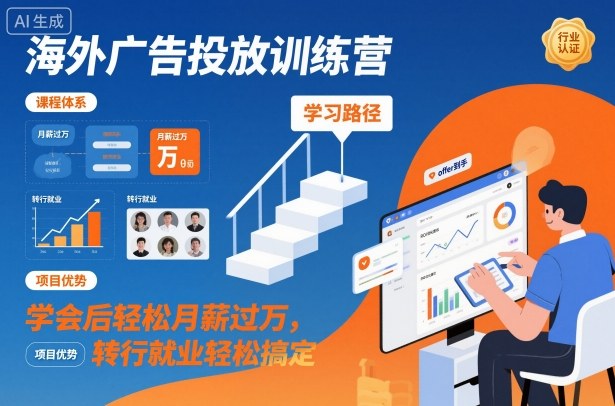海外广告投放训练营,学会后轻松月薪过万,转行就业轻松搞定-风淘社