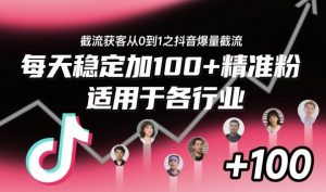 截流获客从0到1之抖音爆量截流,每天稳定加100+精准粉,适用于各行业-风淘社