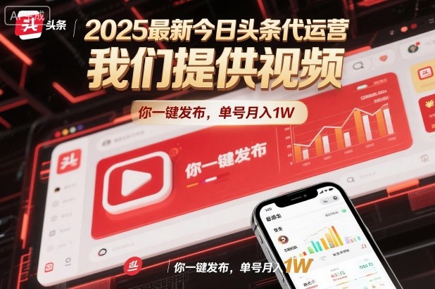 2025最新今日头条代运营,我们提供视频,你一键发布,单号月入1W【揭秘】-风淘社
