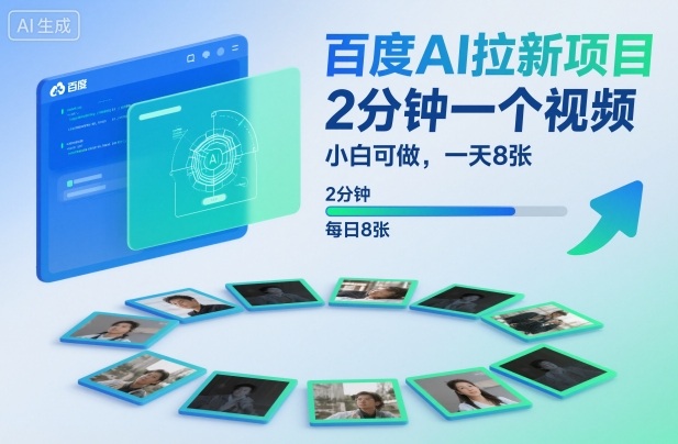 百度AI拉新项目,2分钟一个视频,小白可做,一天8张【附案例+保姆级教程】-风淘社