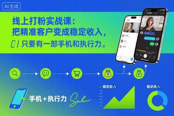 线上打粉实战课:把精准客户变成稳定收入,只要有一部手机和执行力-风淘社