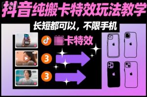 某社群抖音纯搬卡特效玩法教学，长短都可以，不限手机-风淘社