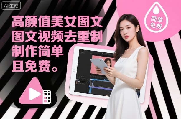 高颜值美女图文视频去重制作教学，制作简单且免费-风淘社