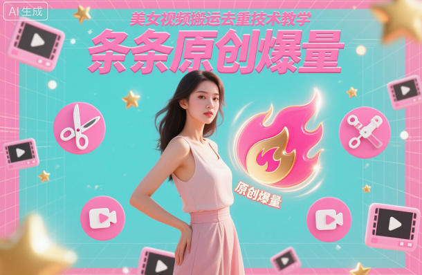 美女视频搬运去重技术教学,条条原创爆量-风淘社